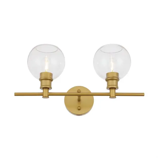 Collier 2 light Brass and Clear glass Wall sconce {4}