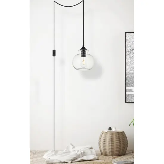 Destry 1 Light Black plug-in Pendant With Clear Glass {6}