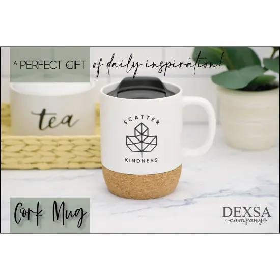 Dexsa Scatter Kindness Designer Cork Bottom Mug with Lid - 14 oz {4}
