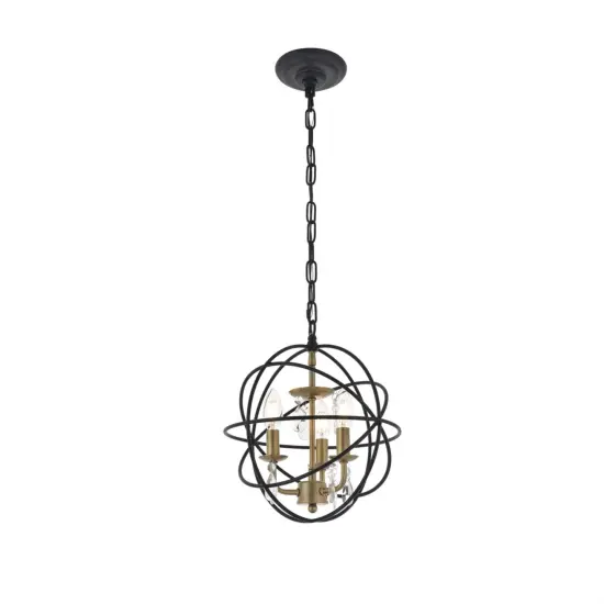 Wallace 3 light Matte Black and Brass Pendant {1}