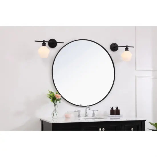 Gene 1 light Black and Frosted white glass right Wall sconce {2}