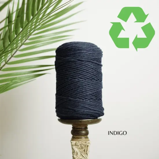 3mm Single Strand Macrame Cotton Cord, 23 Beautiful Colors, Macrame Wall Hanging, Plant Hangers, Cotton Rope for Macrame Indigo {1}