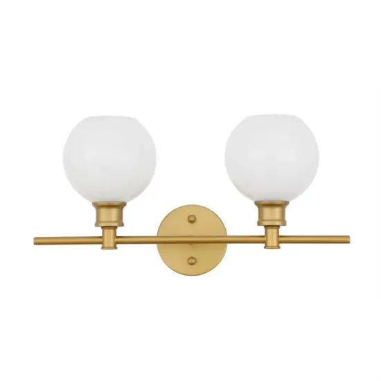 Collier 2 light Brass and Frosted white glass Wall sconce {3}