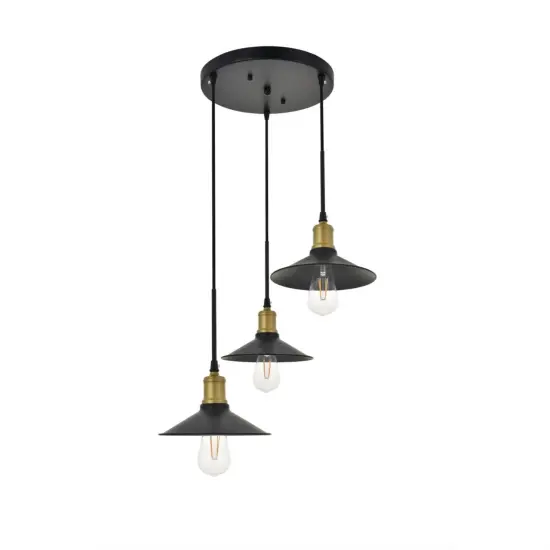 Etude 3 light brass and black Pendant {3}