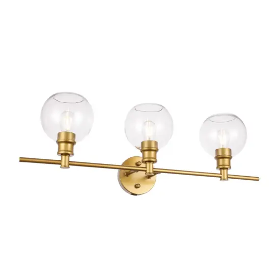 Collier 3 light Brass and Clear glass Wall sconce {4}