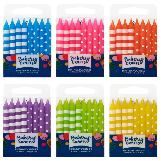 Stripes & Dots Smooth Specialty Candles, 16pc Yellow {2}