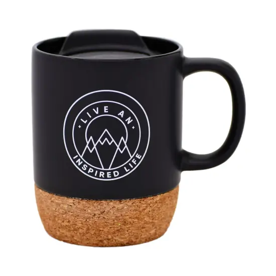 Dexsa Live An Ispired Life Designer Cork Bottom Mug with Lid - 14 oz {1}