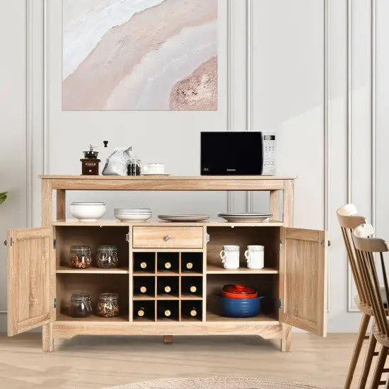 Buffet Server Sideboard Wine Cabinet Console Table with 1 Drawers and 2 Cabinet Natural {2}
