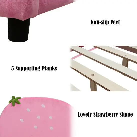 Kids Children Upholstered Berry Pattern Toddler Bed {5}