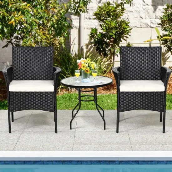 2 Pieces Patio Wicker Chairs with Cozy Seat Cushions {1}
