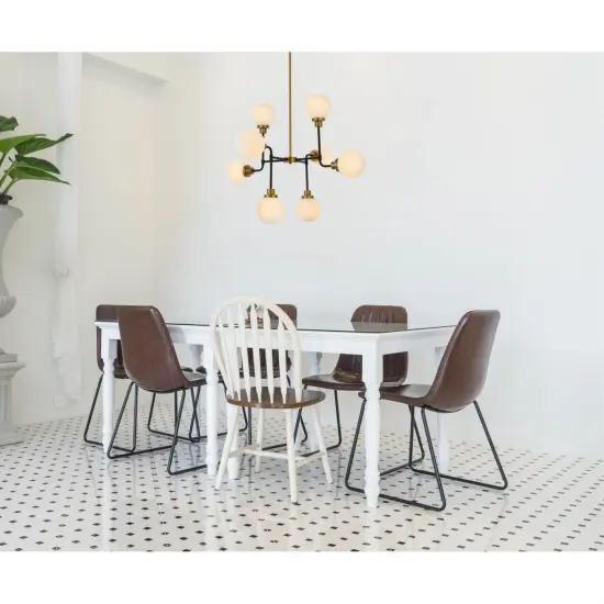 Hanson 8 lights pendant in black with brass with frosted shade {2}