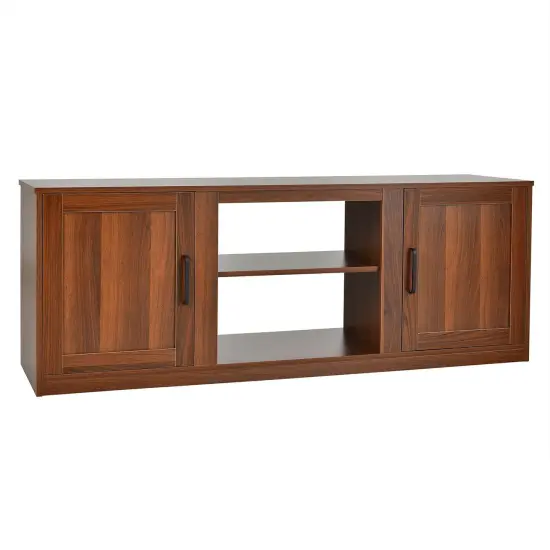58 Inch TV Stand with 1500W Faux Fireplace for TVs up to 65 Inch Brown {1}