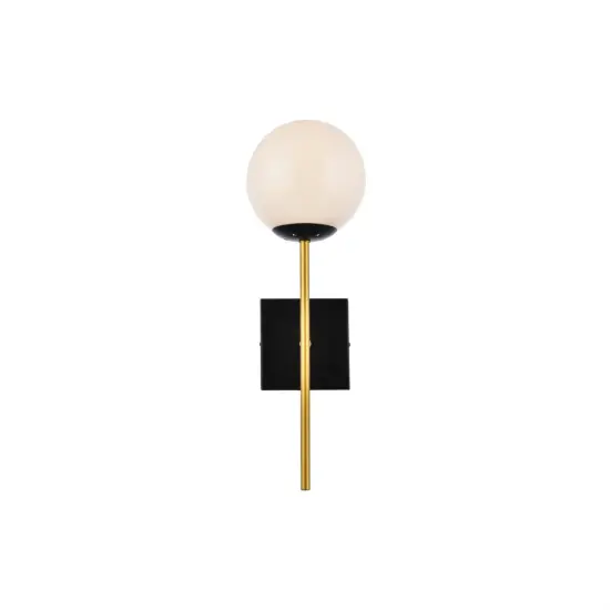 Neri 1 light black and brass and white glass wall sconce {1}
