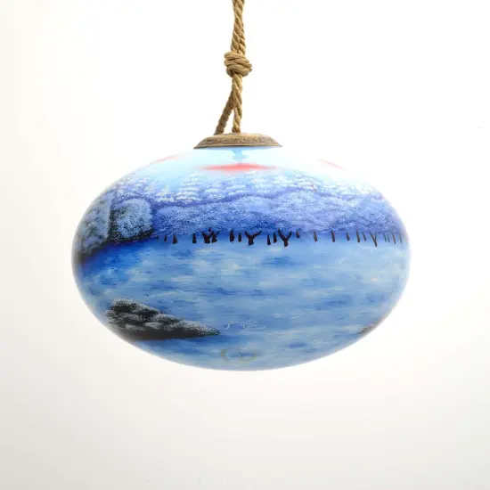 Welcome Home Holiday House Hand Painted Glass Hanging Ornament {3}