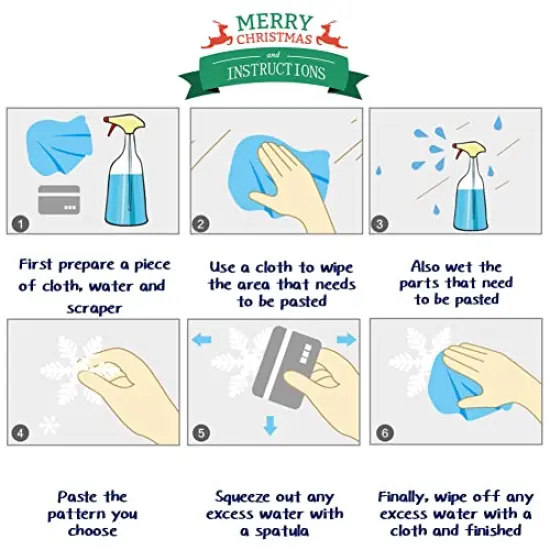 82PCS Christmas Snowflake Window Clings Stickers for Glass, Xmas Decals Decorations Holiday Snowflake Santa Claus Reindeer Decals for Party {3}