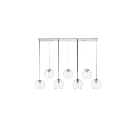 Baxter 7 Lights Chrome Pendant With Clear Glass {1}