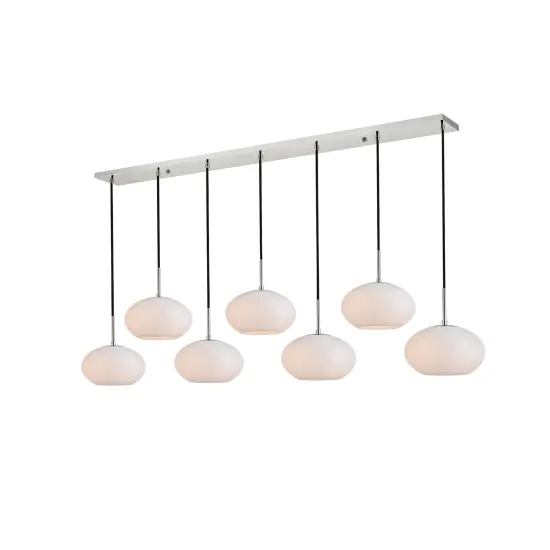 Baxter 7 Lights Chrome Pendant With Frosted White Glass {3}