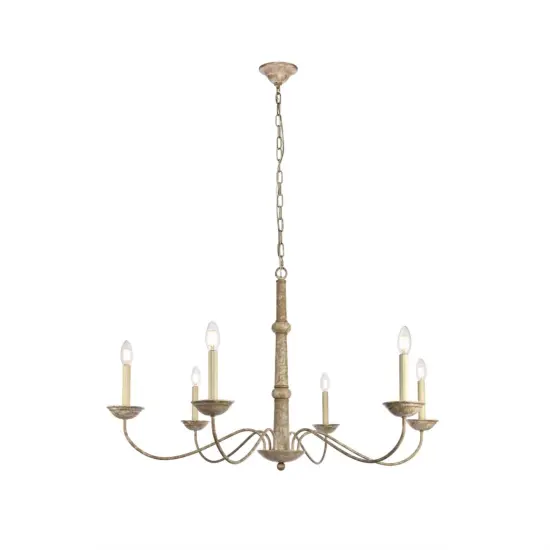 Merritt Collection Chandelier D39.8 H24 Lt:6 Weathered Dove Finish {3}