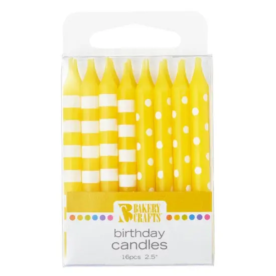 Stripes & Dots Smooth Specialty Candles, 16pc Yellow {1}