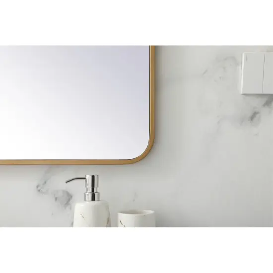 Soft corner metal rectangular mirror 27x36 inch in Brass {4}