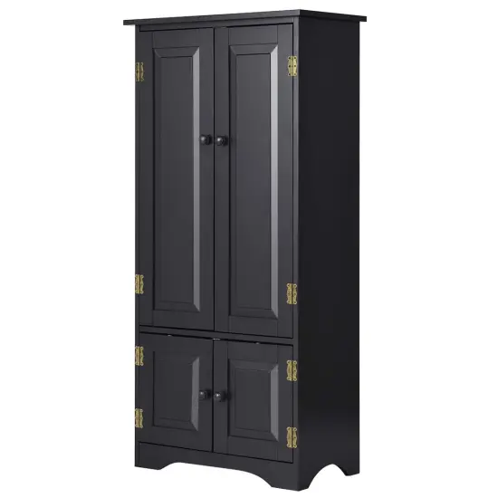 Accent Floor Storage Cabinet with Adjustable Shelves Antique 2-Door-Black {1}
