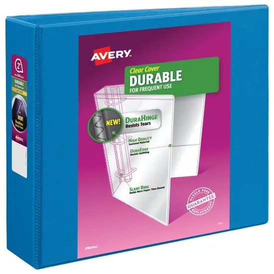 Avery Durable View 3 Ring Binder, 2 Inch Slant Rings, 1 Pool Blue Binder (17837) {1}