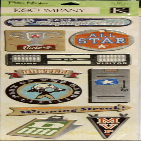 K & Company Peter Horjus Sports Words Adhesive Chipboard {1}