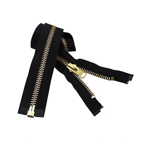 #10 Extra Heavy Jacket Separating Zipper - YKK Brass Metal Separating - Color Black - Made in The United States - Choose Your Length (14" Inches) {1}