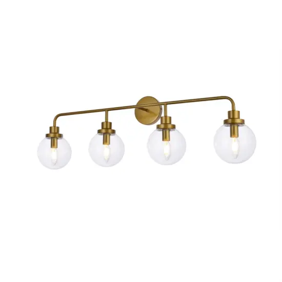 Hanson 4 lights bath sconce in brass with clear shade {3}