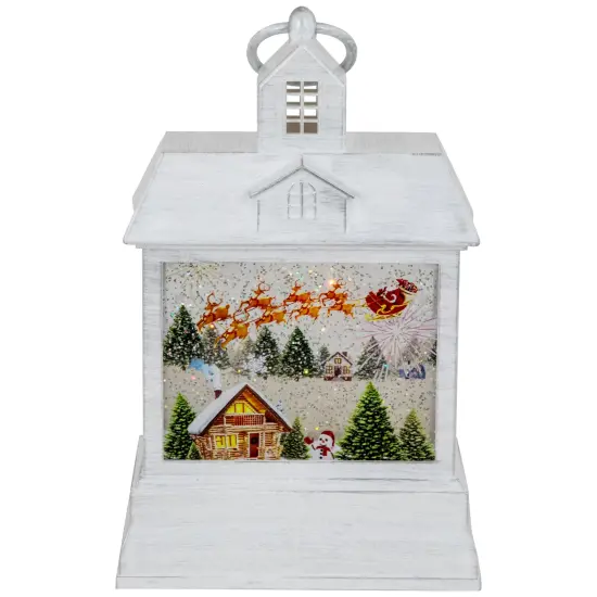 Northlight LED Lighted Santa's Sleigh Christmas Lantern Snow Globe - 10" White {3}