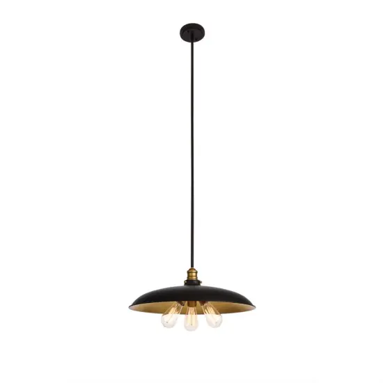 Anders Collection Chandelier D20.5 H6.5 Lt:3 Black and Brass Finish {3}
