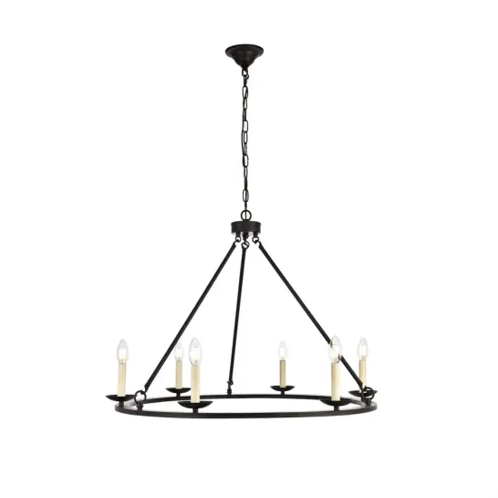 Maine Collection Chandelier D32.4 H23.25 Lt:6 Black Finish {1}