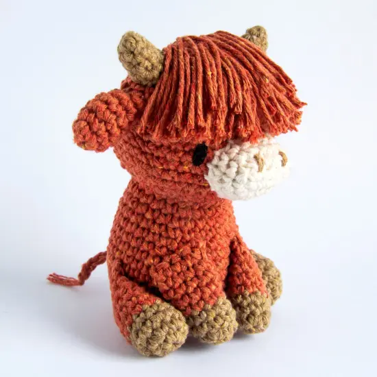 Hoooked Amigurumi DIY Kit W/Eco Barbante Yarn-Highland Cow Aiden {4}
