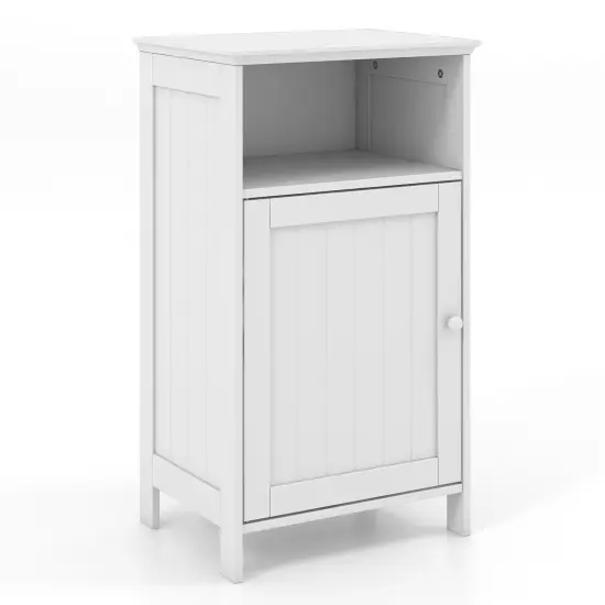 Bathroom FreestandingAdjustable Shelf Floor Storage Cabinet White {4}