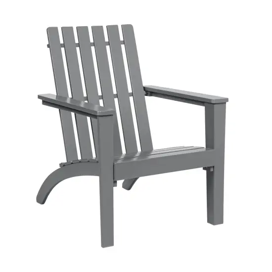 Patio Durable Acacia Wood Adirondack Lounge Armchair with Slatted High Backrest Grey {1}