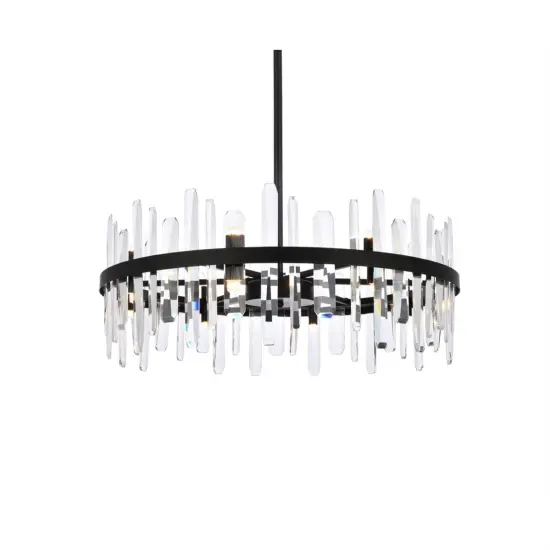 Serena 32 inch crystal round chandelier in black {3}