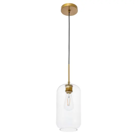 Collier 1 light Brass and Clear glass pendant {5}