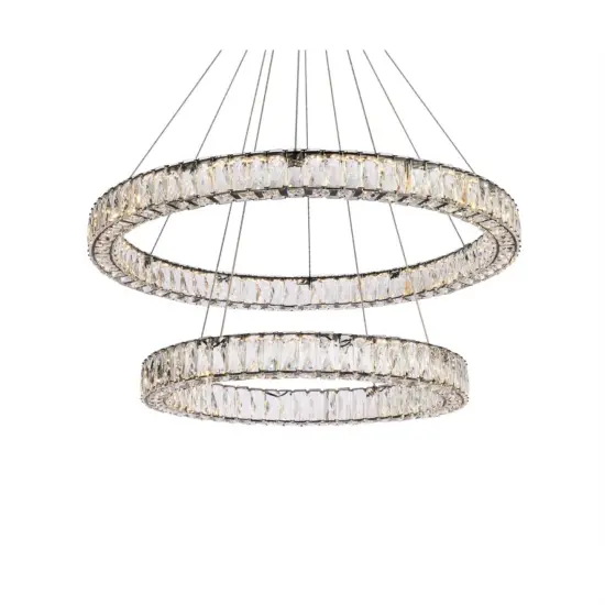 Monroe 36 inch LED double ring chandelier in black {3}
