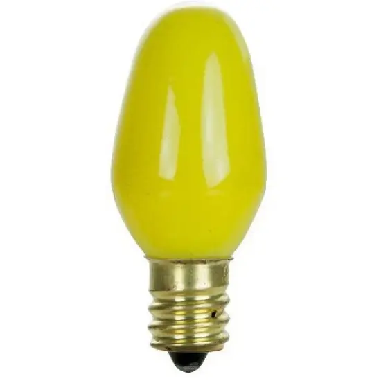 25Pk - SUNLITE 7w C7 120v Candelabra Base Yellow Bulb {2}