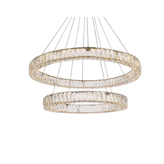 Monroe 36 inch LED double ring chandelier in gold {3}