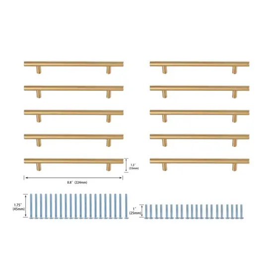 Quinn 6-5/16" Center to Center Brass Bar Pull Multipack (set of 10) {6}