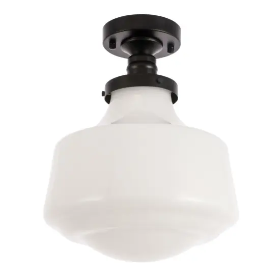 Lyle 1 light Black and frosted white glass Flush mount {5}