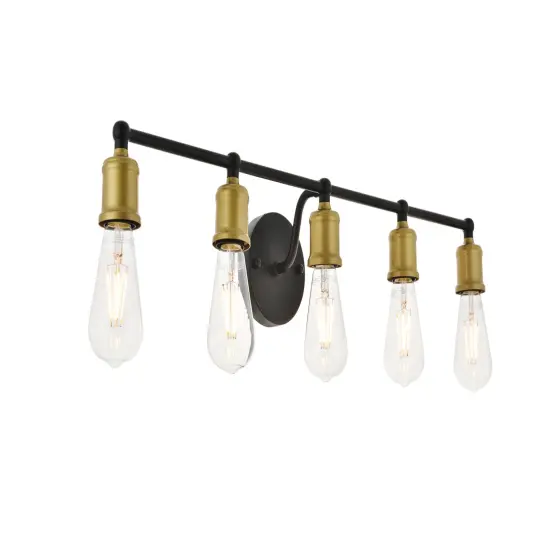 Serif 5 light brass and black Wall Sconce {6}