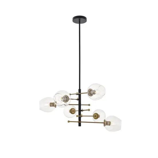 Paragon 6 light Matte Black and Brass Pendant {4}
