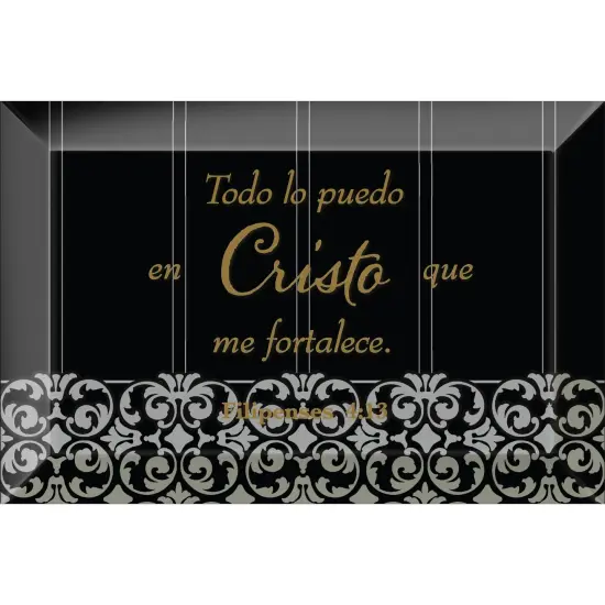 Dexsa Todo Lo Puedo En Cristo - I Can do All Things - Inspirational Saying in Spanish 4"x6" Glass Plaque with Easel {1}