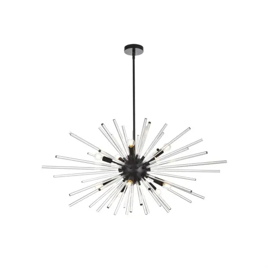 Sienna 42 inch crystal rod pendant in black {1}