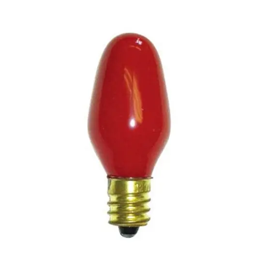 25Pk - SUNLITE 7w C7 Ceramic Red 120v E12 Candelabra Base Bulb {2}