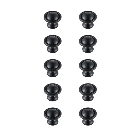 Kadea 1.2" Diameter Matte Black Mushroom Knob Multipack (Set of 10) {1}