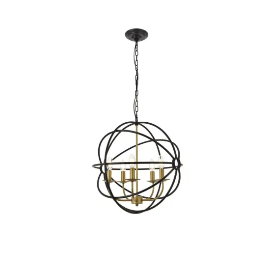 Octavia 5 light Brass and Dark Brown Pendant {1}