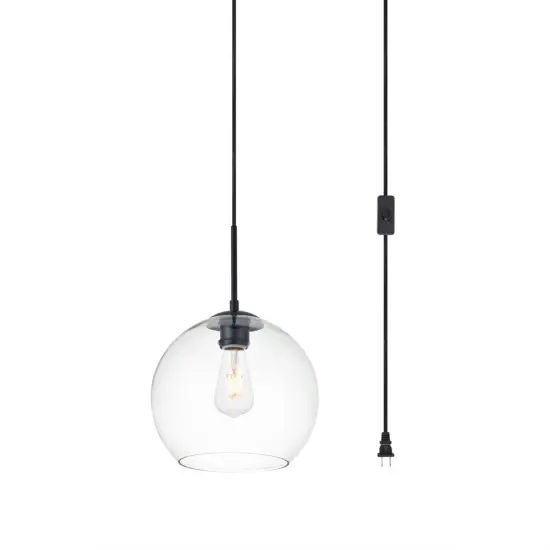 Baxter 1 Light Black plug-in Pendant With Clear Glass {3}